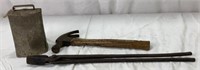 Vintage Blacksmith Tongs, Hammer, & Cowbell