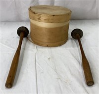 Vintage Wooden Box & Knapping Hammer