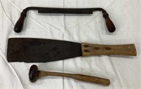 Vintage Draw Knife, Cane Knife, & Knapping Hammer