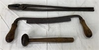 Vintage Blacksmith Tongs, Draw Knife, & Knapping