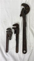 3 Antique Wrenches, 1 by Ridge Tool Company & 1