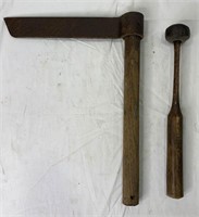 Antique Wooden Froe & Napping Hammer