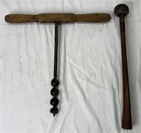 Antique Auger & Napping Hammer