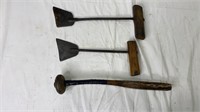 2 Antique Tobacco Knives & Napping Hammer