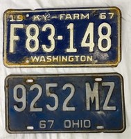Vintage KY & OH License Plates, 1967