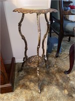 Vintage Brass Plant Stand w/Marble Top