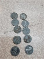 10 steel Wheat pennies 1943