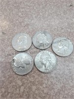 5 silver Washington Quarters