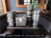 LOT, ASSORTED SIZED SS HOTEL PANS & INSERTS IN