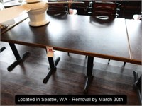 48" X 30" DOUBLE PEDESTAL DINING TABLE (LOCATED