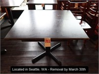 36" X 36" SINGLE PEDESTAL DINING TABLE (LOCATED