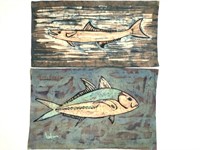 2 Harry Hilson Batik Wax Resist Fabric Fish