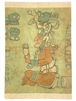 Harry Hilson Batik Fabric Art Banner Mayan God