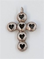 STERLING HEART CROSS PENDANT