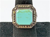 STERLING & TURQUOISE/MARCASITE RING