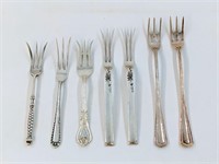 (7) STERLING SERVING FORKS, SMALL