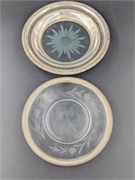 (2) STERLING RIMMED DISHES