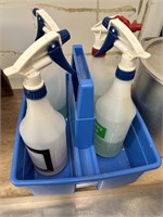 4 cleaning bottles and carrier