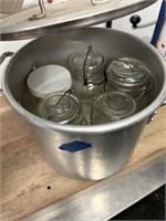 Large pot with canning jars