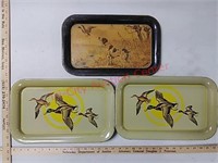 (9) metal trays with duck image, (1) metal tray