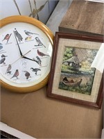 bird clock and beautiful framed picture