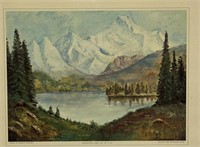 Antique Print of Mountain Scene