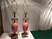 Pair Of Vintage Pink Lamps