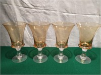 Set of 4 Light  Amber Vintage Glasses