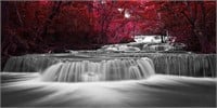 Home Wall Art Décor of Wide Waterfall & Red Leaves