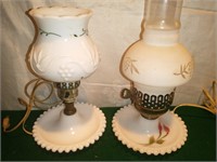 2 White Milkglass Lamps