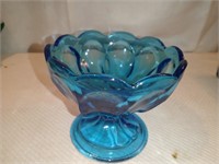 Blue Pressed Candy Dish