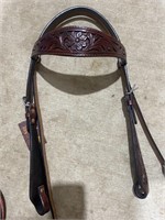 New leather mahogany horse headstall