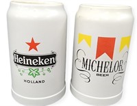 (2) Steins (1) Heineken  (1) Michelob