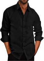 Jhsnjnr Mens 3XL Casual Cotton Linen Shirts Button