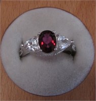 Sterling Red Garnet Ring - SZ 9