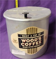 WOOD'S COFFEE COMPANY ALUMINUM CONTAINER