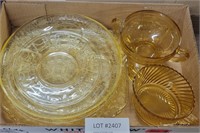 FLAT OF ASSORTED AMBER GLASSWARE