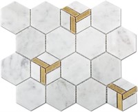 Marble Mosaic Tile, Hexagon Backsplash, 5 Sheets