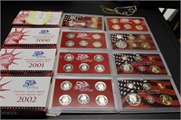 Four US Mint Silver Proof Sets: 1999, 2000, 2001,