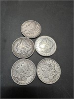 Five Morgan Dollars: 1897-O, (2)1896, 1890,