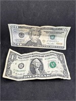One US $20 Star Note & One US $1 Star Note