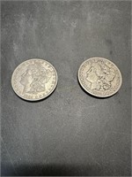 Two Morgan Dollars: 1884-O, 1885-S