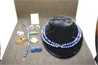 Matching Lapis Necklace and Bracelet, Three Pairs