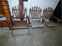 3 WOOD OUTDOOR CHAIRS