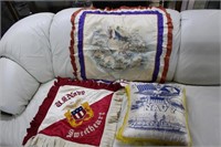 Three Vintage Navy silk blend pillow covers