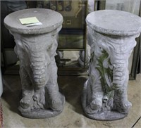 Pair of Elephant concrete yard art pedestals