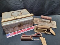 Old Metal Tool Box & Tools