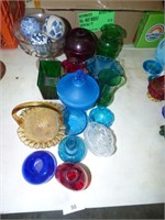 ASSORTED COLOR GLASS ITEMS