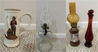 Oil Lamps, Stein & Cruet