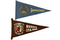 (2) WWII Pacific Theater Souvenir Pennants